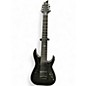 Used Schecter Guitar Research Hellraiser C8 Special 8 String Black and Silver Solid Body Electric Guitar thumbnail