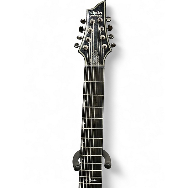 Used Schecter Guitar Research Hellraiser C8 Special 8 String Black and Silver Solid Body Electric Guitar