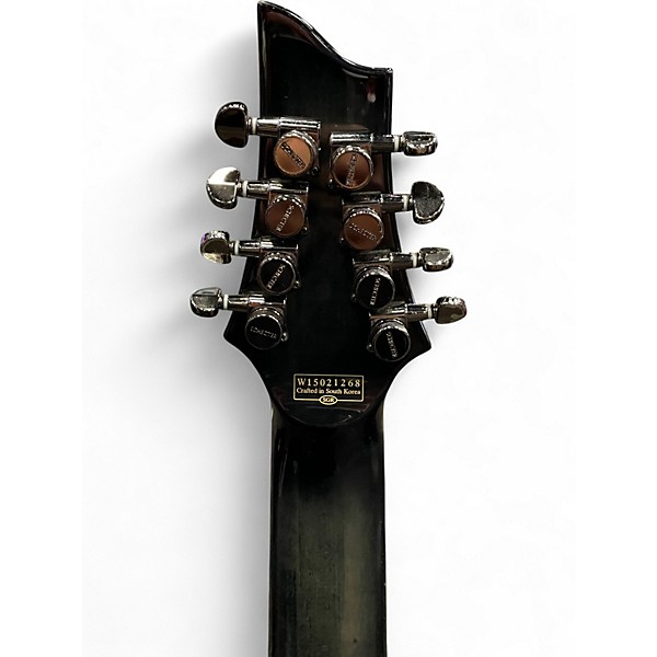 Used Schecter Guitar Research Hellraiser C8 Special 8 String Black and Silver Solid Body Electric Guitar
