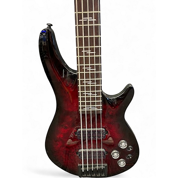 Used Schecter Guitar Research OMEN ELITE Red to Black Fade Electric Bass Guitar