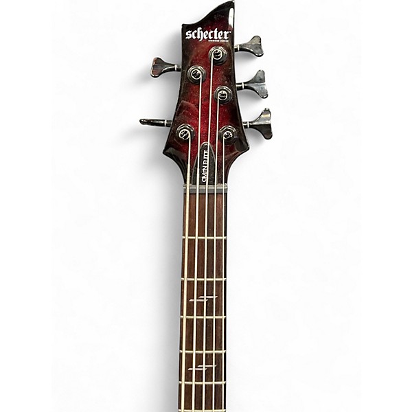 Used Schecter Guitar Research OMEN ELITE Red to Black Fade Electric Bass Guitar