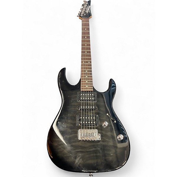 Used Ibanez GRX70QA Trans Black Solid Body Electric Guitar