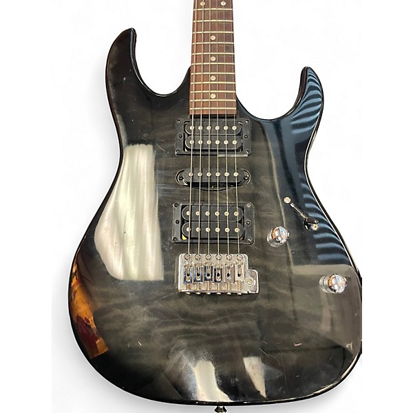 Used Ibanez GRX70QA Trans Black Solid Body Electric Guitar