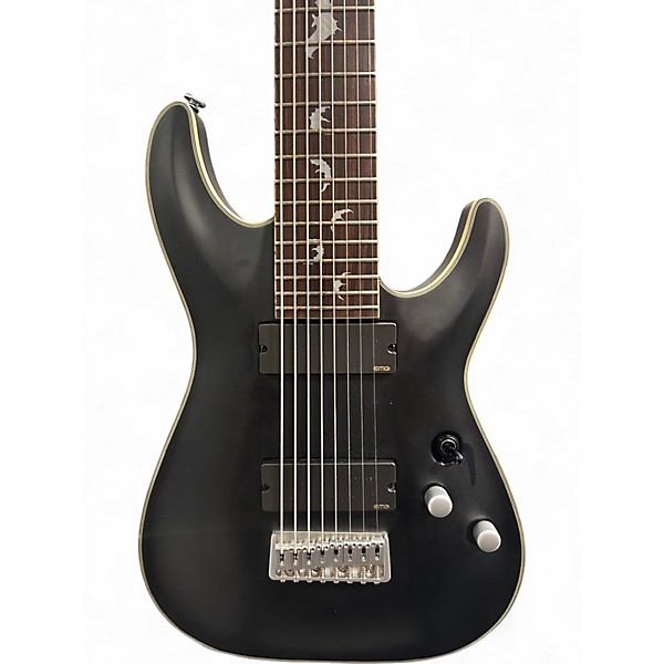 Used Schecter Guitar Research Damien Platinum 8 String Satin Black Solid Body Electric Guitar