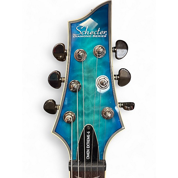 Used Schecter Guitar Research Omen Extreme 6 Trans Blue Solid Body Electric Guitar