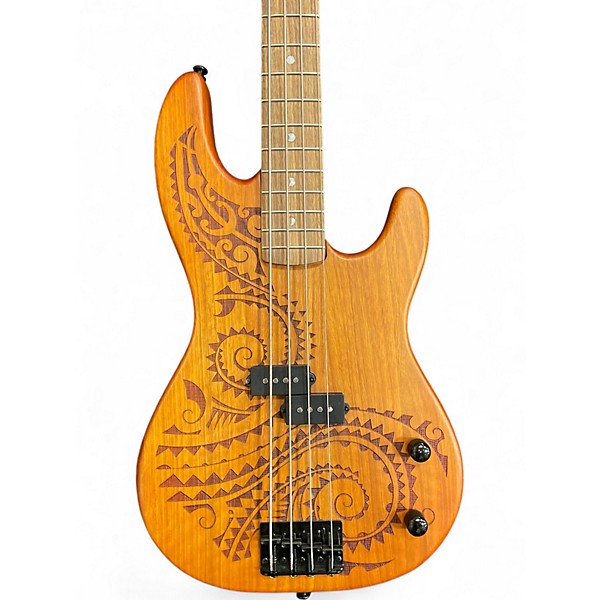 Used Luna TATTOO BASS Amber Electric Bass Guitar