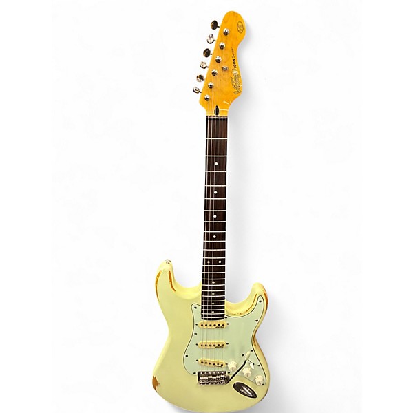 Used Vintage Icon Series V6 Worn TV Yellow Solid Body Electric Guitar