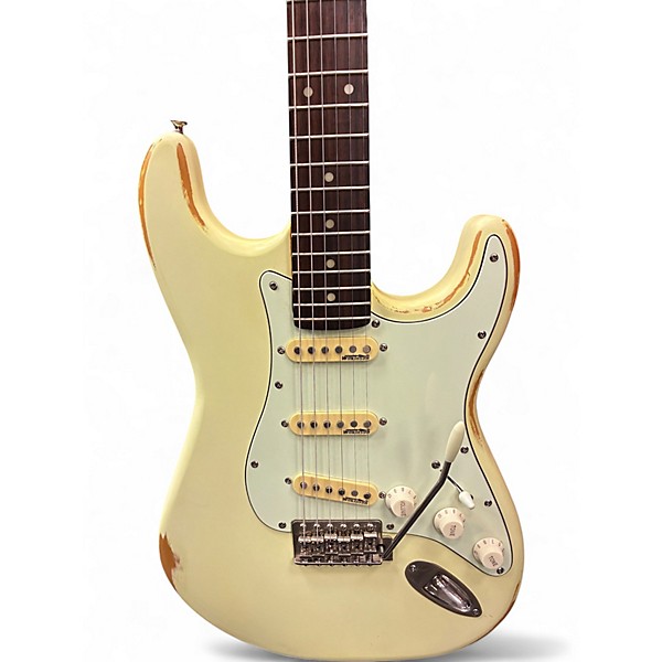 Used Vintage Icon Series V6 Worn TV Yellow Solid Body Electric Guitar