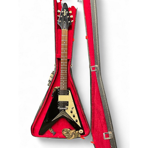 Used Epiphone Korina Flying V Black Electric Bass Guitar