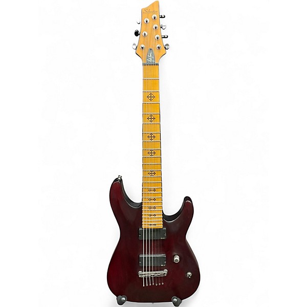 Used Schecter Guitar Research Diamond Series PT Satin Red Solid Body Electric Guitar