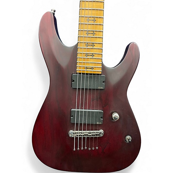 Used Schecter Guitar Research Diamond Series PT Satin Red Solid Body Electric Guitar