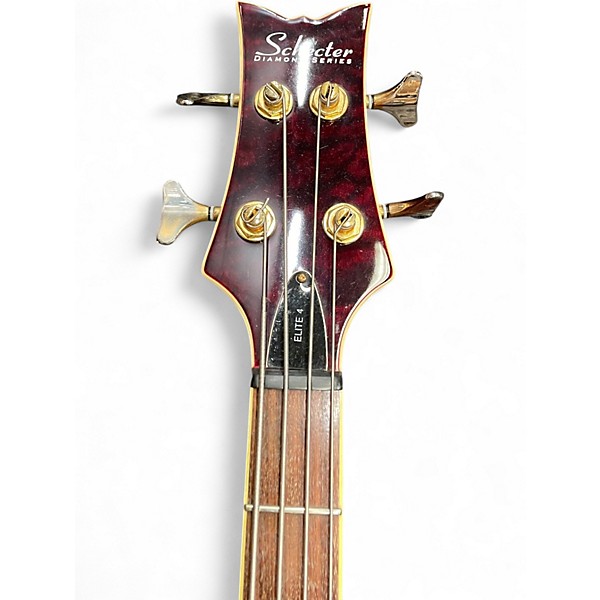 Used Schecter Guitar Research Stiletto Elite 4 String Trans Red Electric Bass Guitar