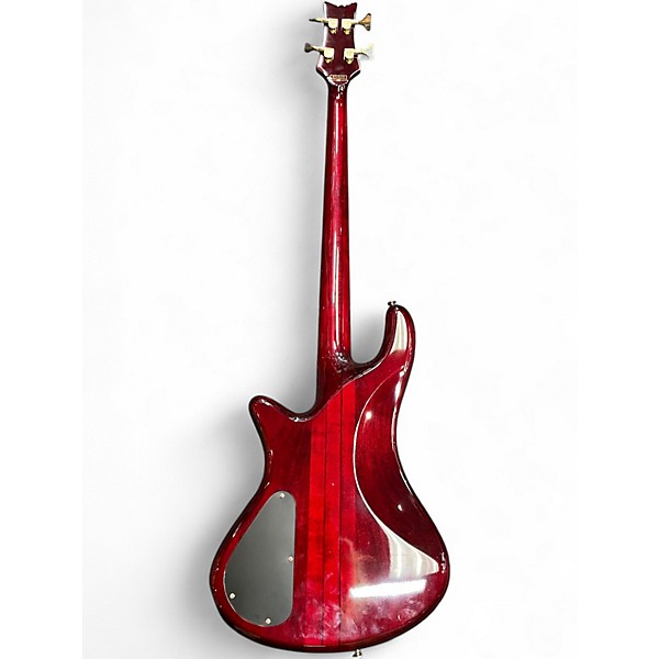 Used Schecter Guitar Research Stiletto Elite 4 String Trans Red Electric Bass Guitar
