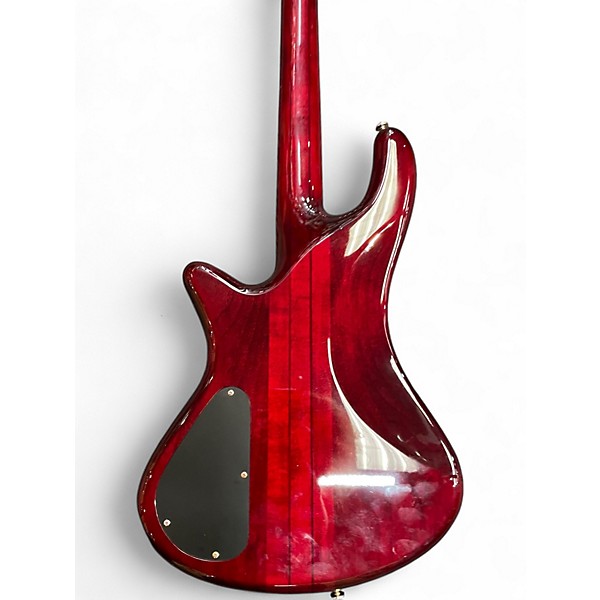 Used Schecter Guitar Research Stiletto Elite 4 String Trans Red Electric Bass Guitar