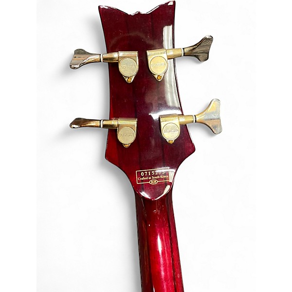 Used Schecter Guitar Research Stiletto Elite 4 String Trans Red Electric Bass Guitar