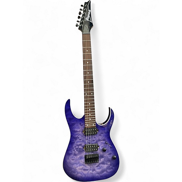 Used Ibanez RG421QM Cerulean Blue Blue Burst Solid Body Electric Guitar