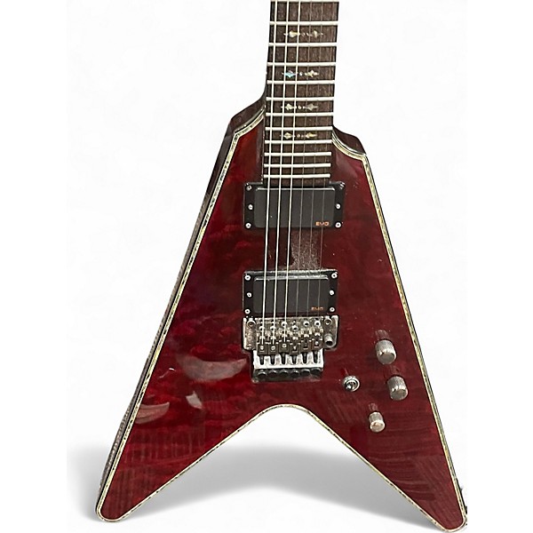 Used Schecter Guitar Research DIAMOND SERIES HELLRAISER V Trans Crimson Red Solid Body Electric Guitar