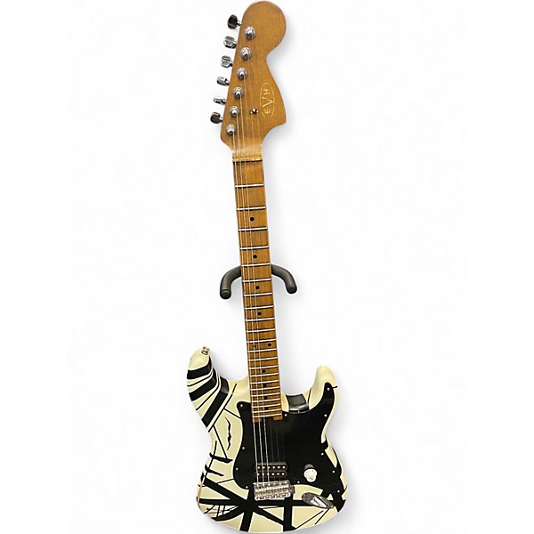 Used EVH FRANKEN STRAT Black and White Solid Body Electric Guitar