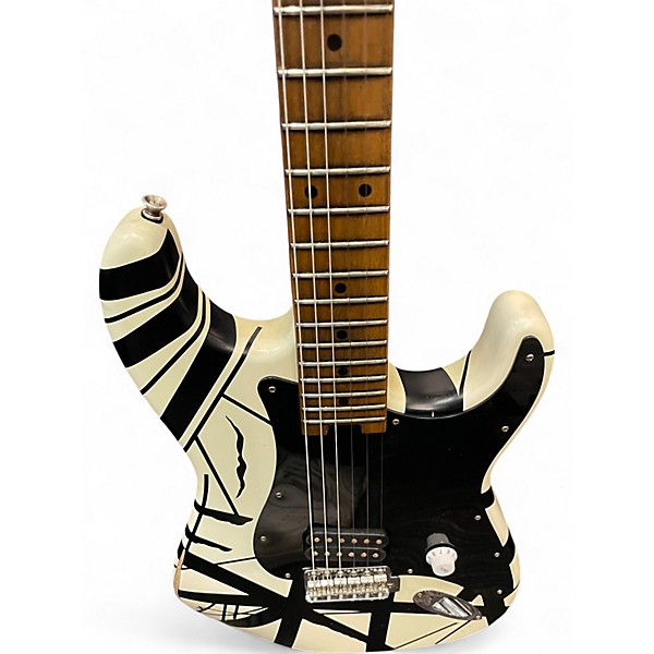 Used EVH FRANKEN STRAT Black and White Solid Body Electric Guitar