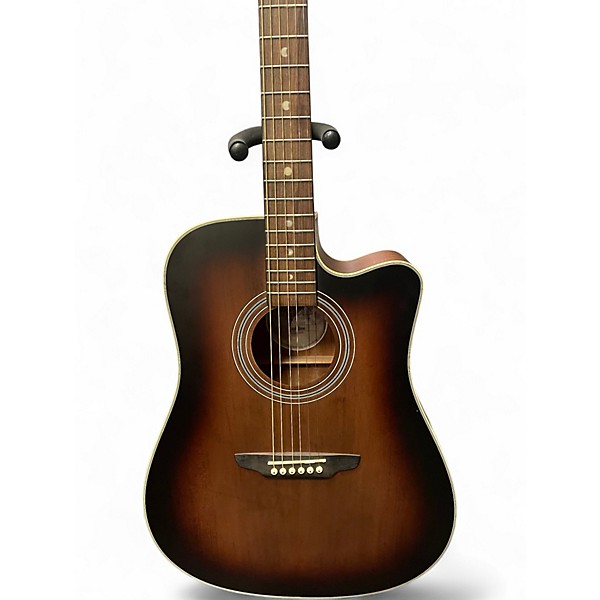 Used Luna Art Vintage Dreadnought Cutaway Brown Sunburst Acoustic Electric Guitar