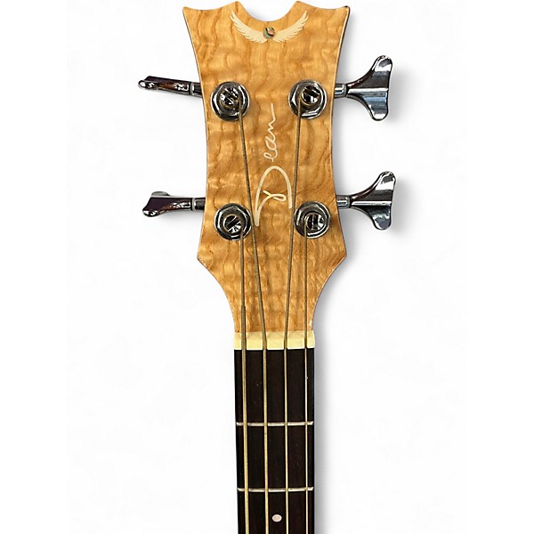 Used Dean Exotica Quilted Ash 4-String Natural Acoustic Bass Guitar