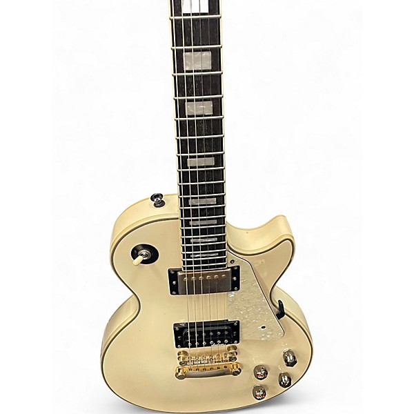 Used 2014 Epiphone Les Paul Custom Pro Cream Solid Body Electric Guitar