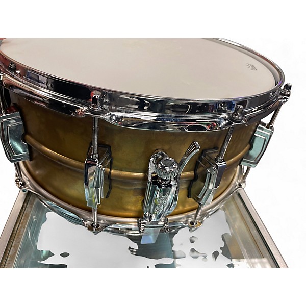 Used Ludwig 6.5X14 Raw Brass Snare Gold Drum