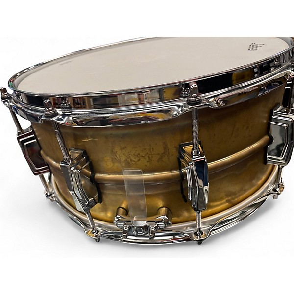 Used Ludwig 6.5X14 Raw Brass Snare Gold Drum