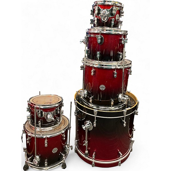 Used PDP by DW 6 Piece Concept MAPLE Red with Black Bevels Drum Kit