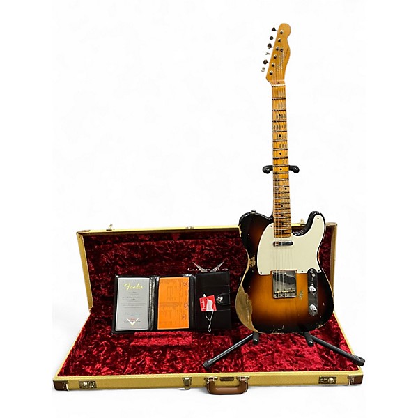 Used Fender Custom Shop 53' Heavy Relic Telecaster 2 Tone Sunburst Solid Body Electric Guitar