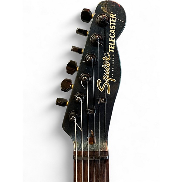 Used 2002 Squier Double Fat Telecaster Deluxe Altantic Metallic Blue Solid Body Electric Guitar