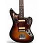 Vintage 1980s Fender 1962 Reissue Jaguar 3 Tone Sunburst Solid Body Electric Guitar