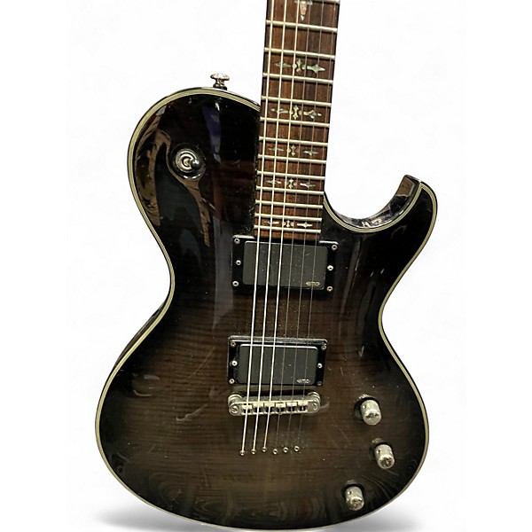 Used Schecter Guitar Research Damien Elite Solo Trans Black Solid Body Electric Guitar