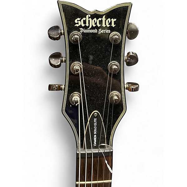 Used Schecter Guitar Research Damien Elite Solo Trans Black Solid Body Electric Guitar