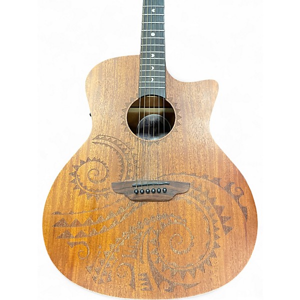 Used Luna Gypsy Tattoo Mahogany Acoustic-Electric Grand Concert Guitar Satin Natural Natural Acoustic Electric Guitar
