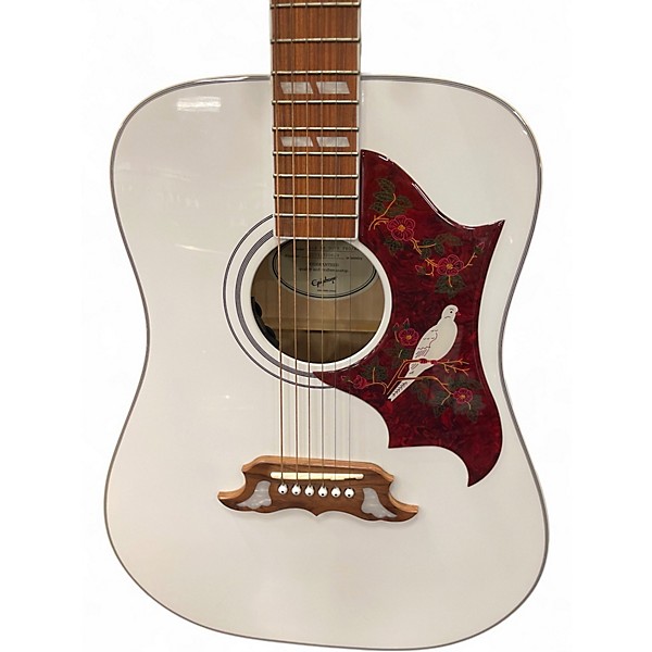 Used Epiphone Dove Pro Alpine White Acoustic Electric Guitar