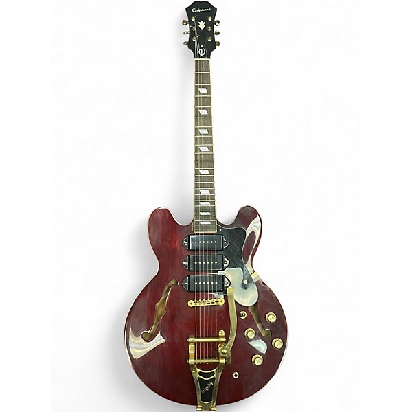 Used Epiphone Riviera Custom P93 Trans Red Hollow Body Electric Guitar