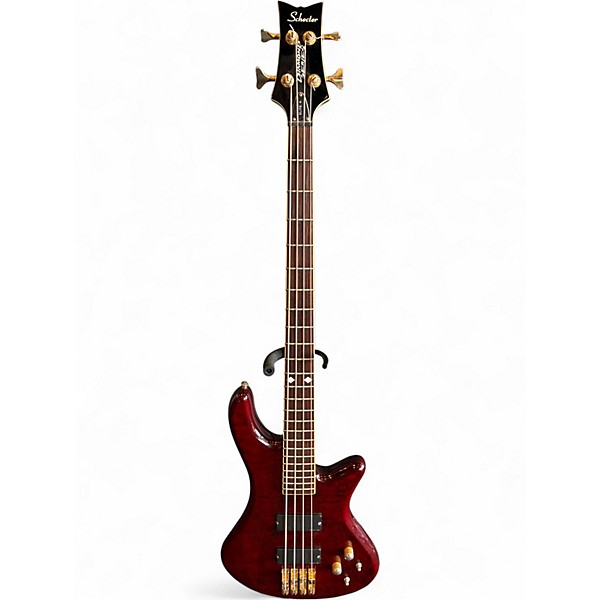 Used Schecter Guitar Research DIAMOND SERIES ELITE Crimson Red Trans Electric Bass Guitar