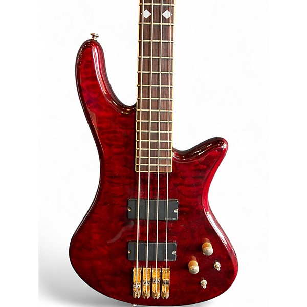 Used Schecter Guitar Research DIAMOND SERIES ELITE Crimson Red Trans Electric Bass Guitar