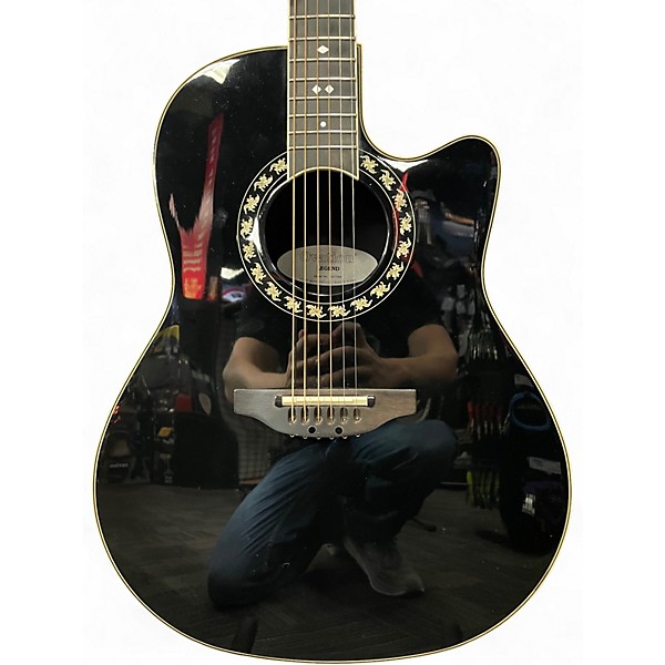Used Ovation legend 2077ax Black Acoustic Electric Guitar