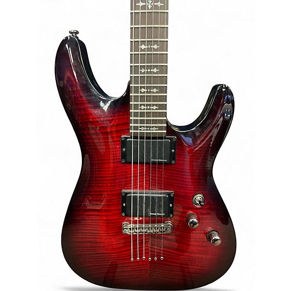 Used Schecter Guitar Research Demon 6 Crimson Red Burst Solid Body Electric Guitar