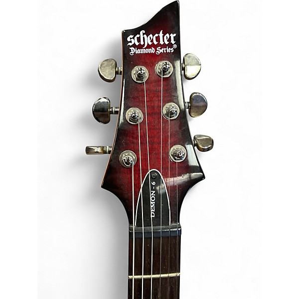 Used Schecter Guitar Research Demon 6 Crimson Red Burst Solid Body Electric Guitar