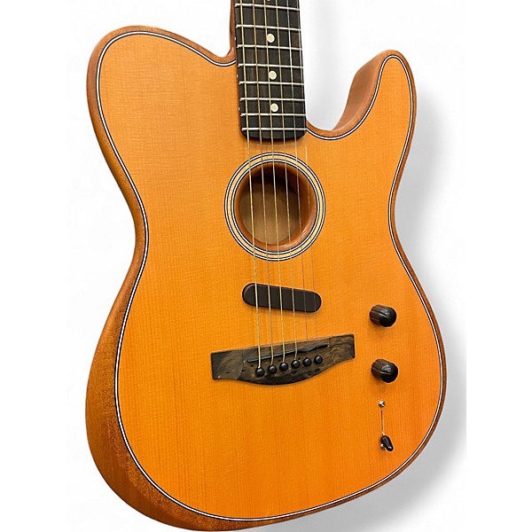 Used Fender American Acoustasonic Telecaster Natural Acoustic Electric Guitar