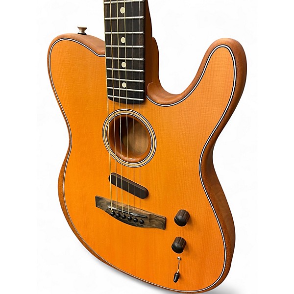 Used Fender American Acoustasonic Telecaster Natural Acoustic Electric Guitar