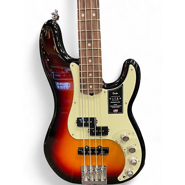 Used Fender American Ultra Precision Bass 3 Color Sunburst Electric Bass Guitar