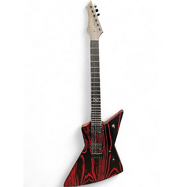 Used Chapman Ghost Fret Pro Red with Black and White Stripes Solid Body Electric Guitar