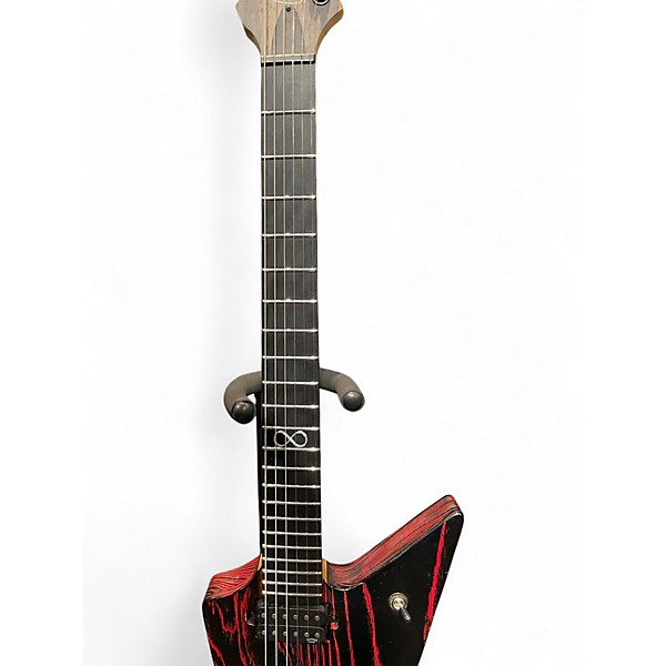 Used Chapman Ghost Fret Pro Red with Black and White Stripes Solid Body Electric Guitar