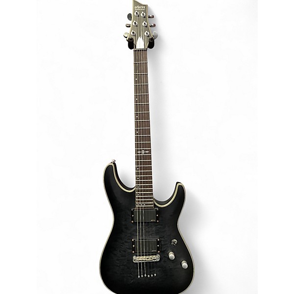 Used Schecter Guitar Research C1 Platinum Trans Black Solid Body Electric Guitar