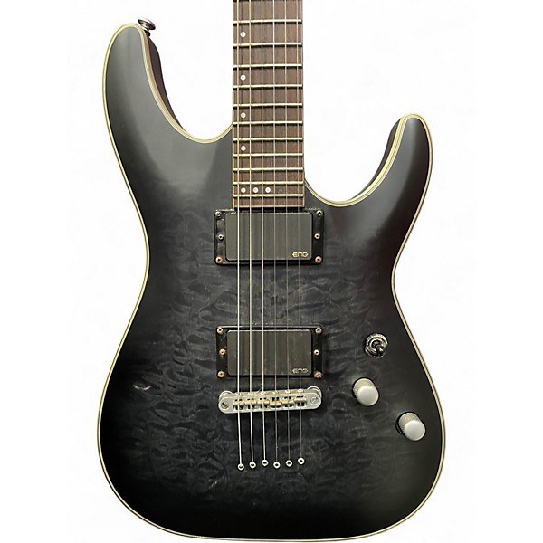 Used Schecter Guitar Research C1 Platinum Trans Black Solid Body Electric Guitar