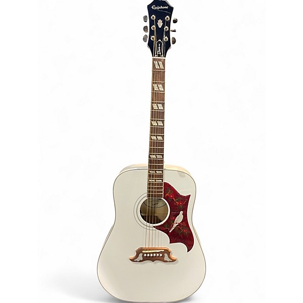 Used Epiphone Dove Pro Alpine White Acoustic Electric Guitar